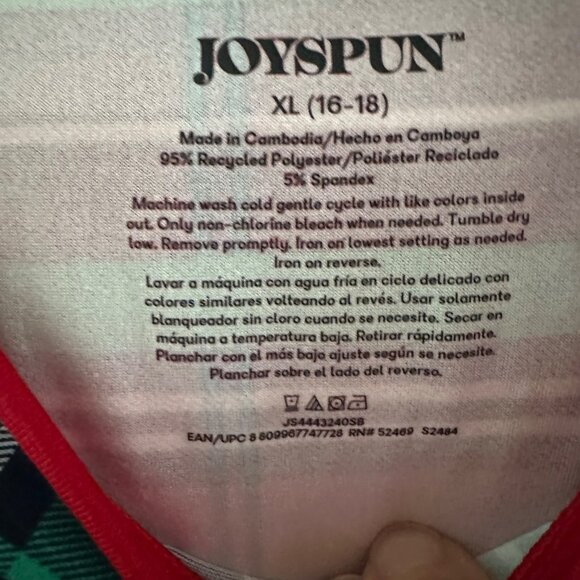 Joyspun Womens Holiday Plaid Pajama Set XL 16-18 Red & Green - Picture 3 of 9